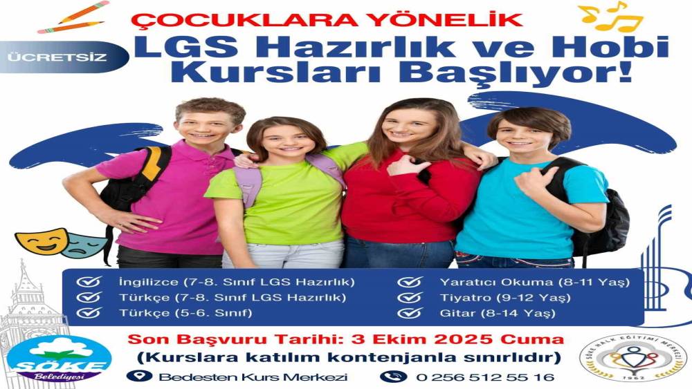 Söke Belediyesi’nden çocuklara LGS hazırlık ve hobi kursları
